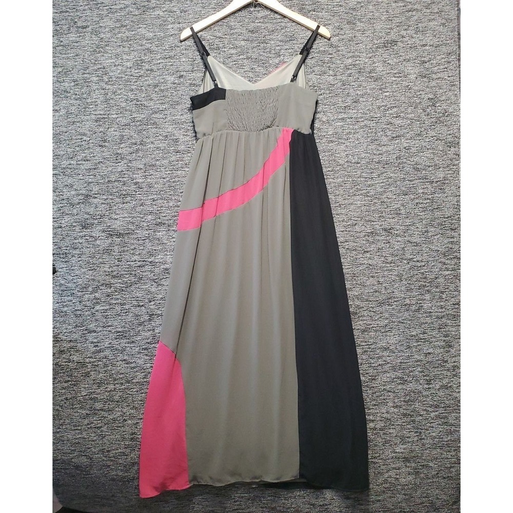 Soma Cami Maxi Dress Women Small Gray Black Pink Colorblock Boho Gown Flowy Chic - Picture 2 of 12